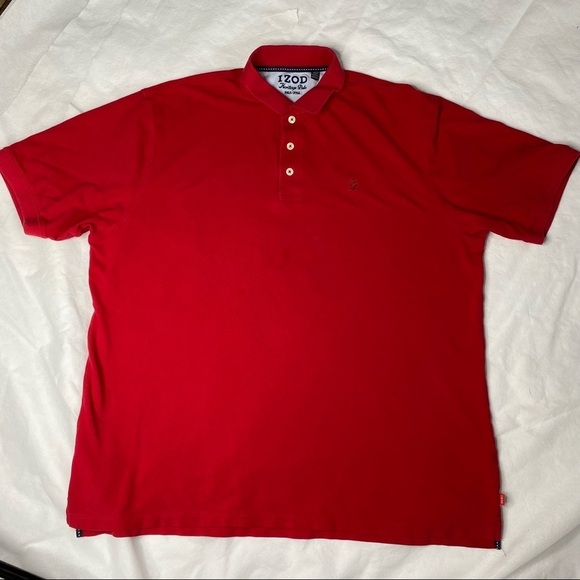 IZOD Heritage Red Polo Casual Golf Streetwear - Picture 2 of 13